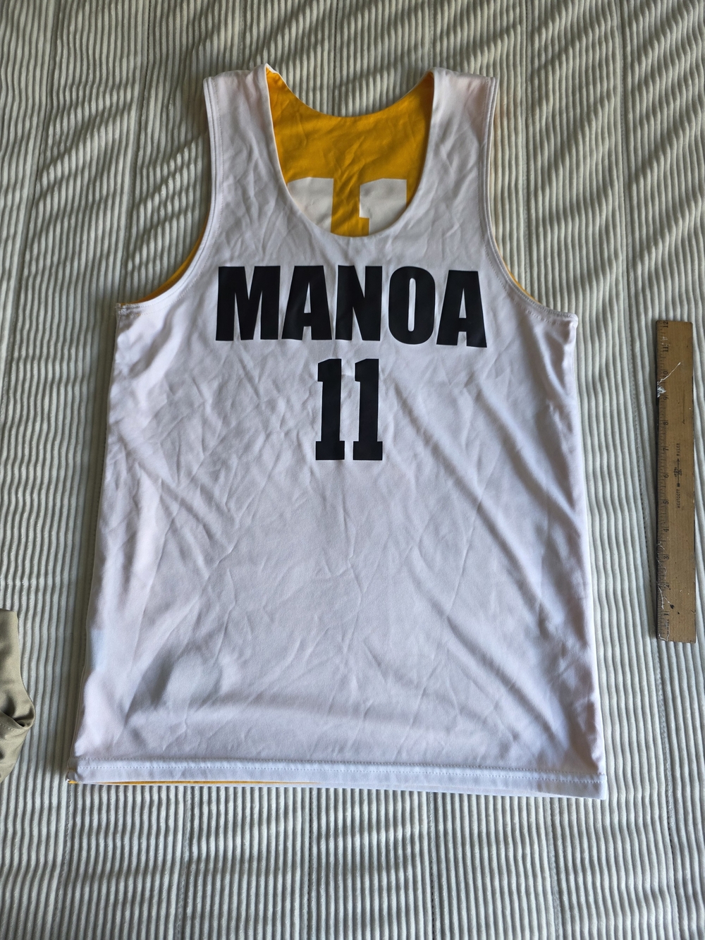 MANOA #11 Yellow White Black Reversible Basketball Jersey